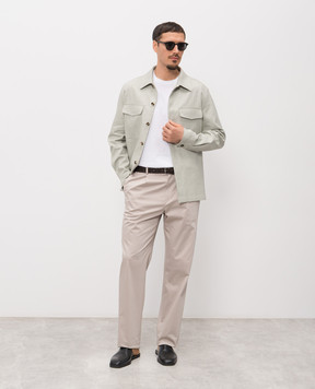 Agnona Green linen shirt-style jacket TS09U1YU3047
