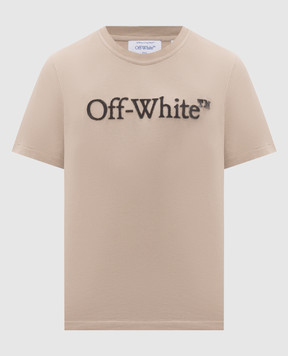 Off-White Beige T-shirt with textured logo 44MAA16MF26J005