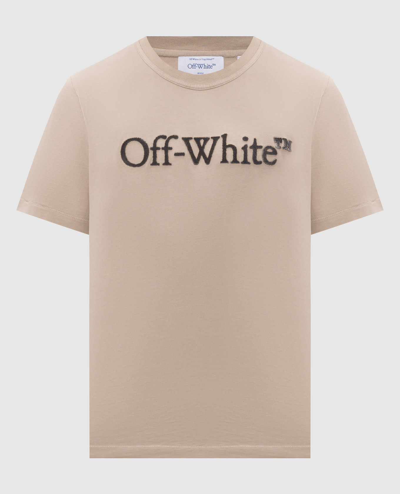 Beige T-shirt with textured logo