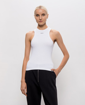 Dondup White ribbed T-shirt DS071JS0314DNC4