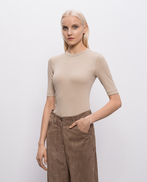 Brunello Cucinelli Beige top with monil chain MPTC8BJ310