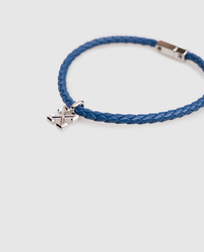 Off-White Blue leather bracelet with Arrow pendant OMOA10NC99MET001