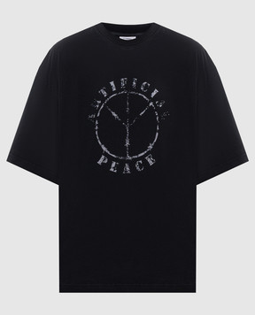 Vetements Black T-shirt with print MH27TR189Bw