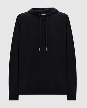 Off-White Black hoodie with textured Flock Paisley print 2FE00337T