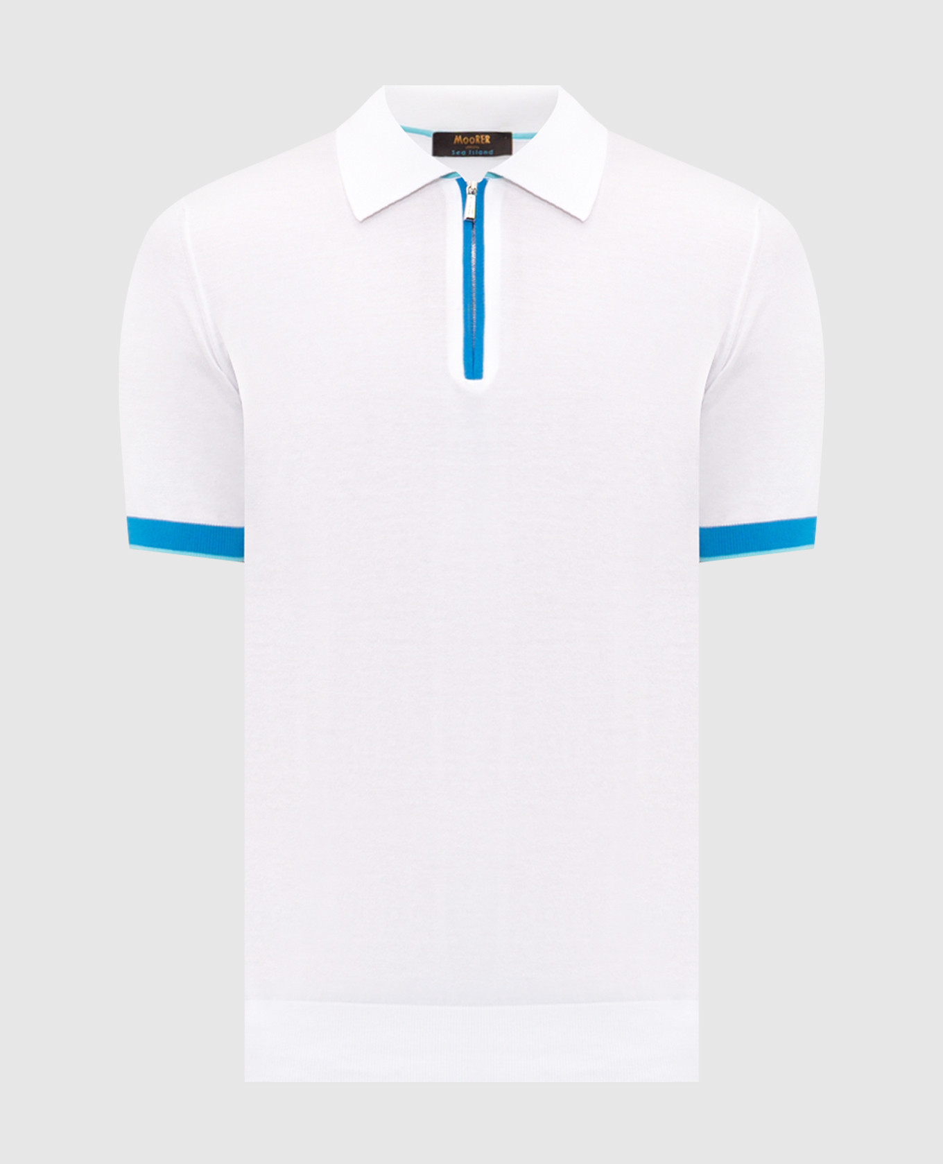 

White polo with COTY trim MooRER