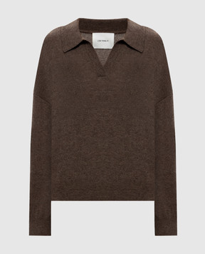 LISA YANG Katriel brown cashmere pullover with polo collar 2026310