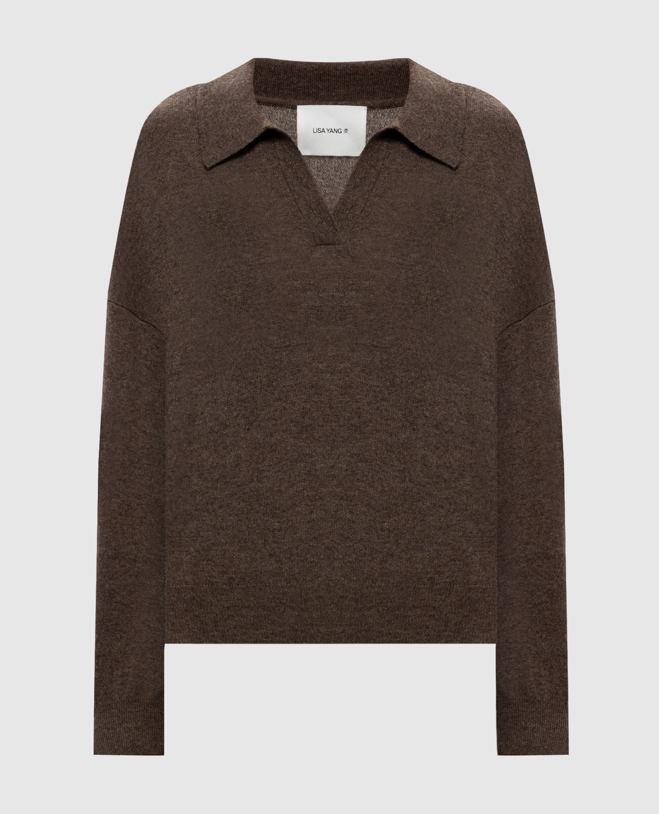 Katriel brown cashmere pullover with polo collar