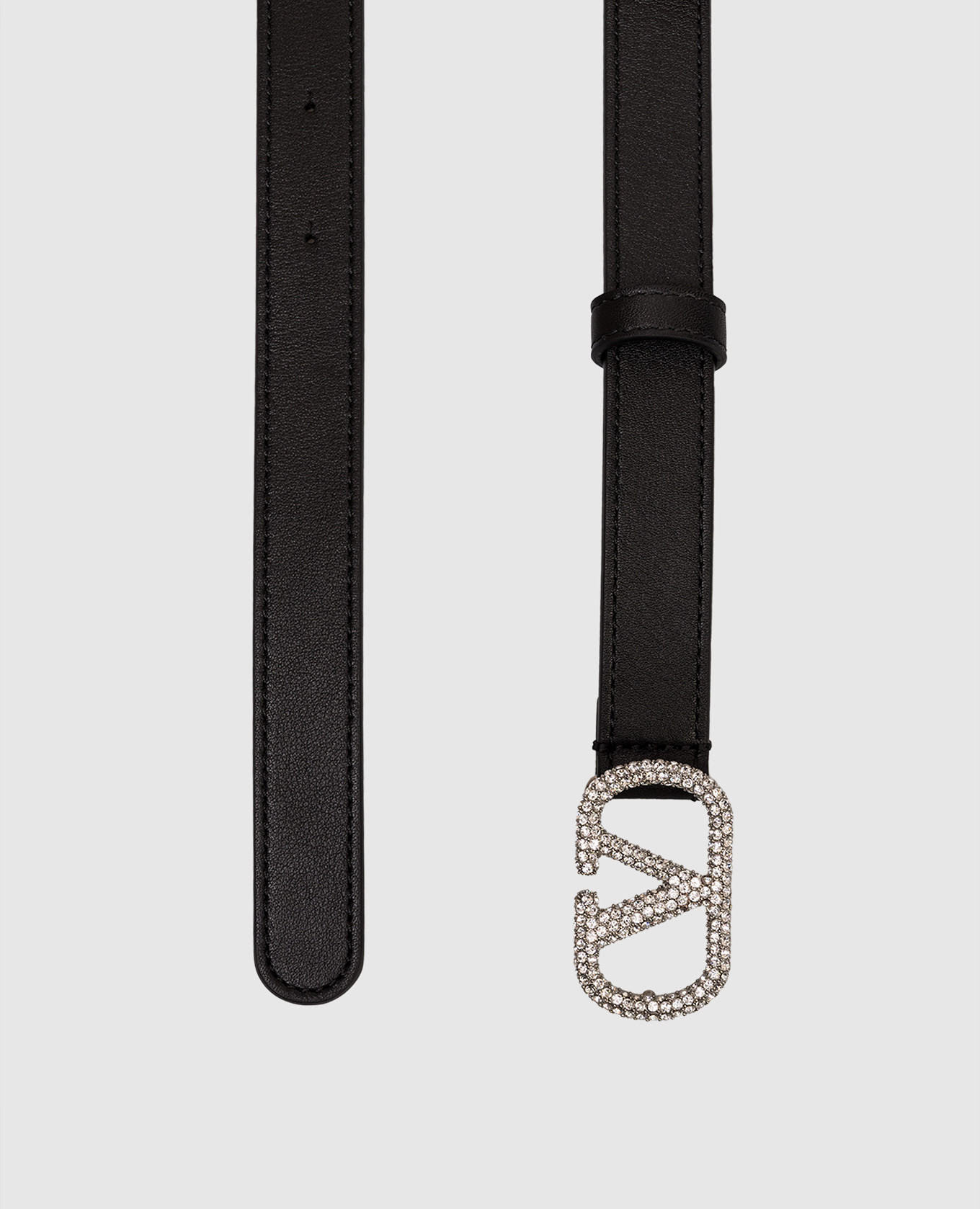 

Black leather VLogo belt with crystals Valentino