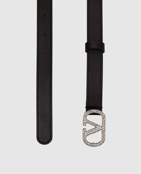 Valentino Black leather VLogo belt with crystals 8W2T0SM7DHQ