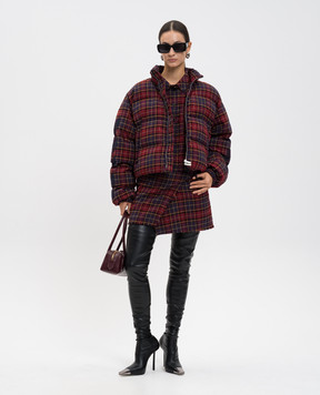 Off-White Burgundy quilted checkered jacket 2EJ007F25FAB001
