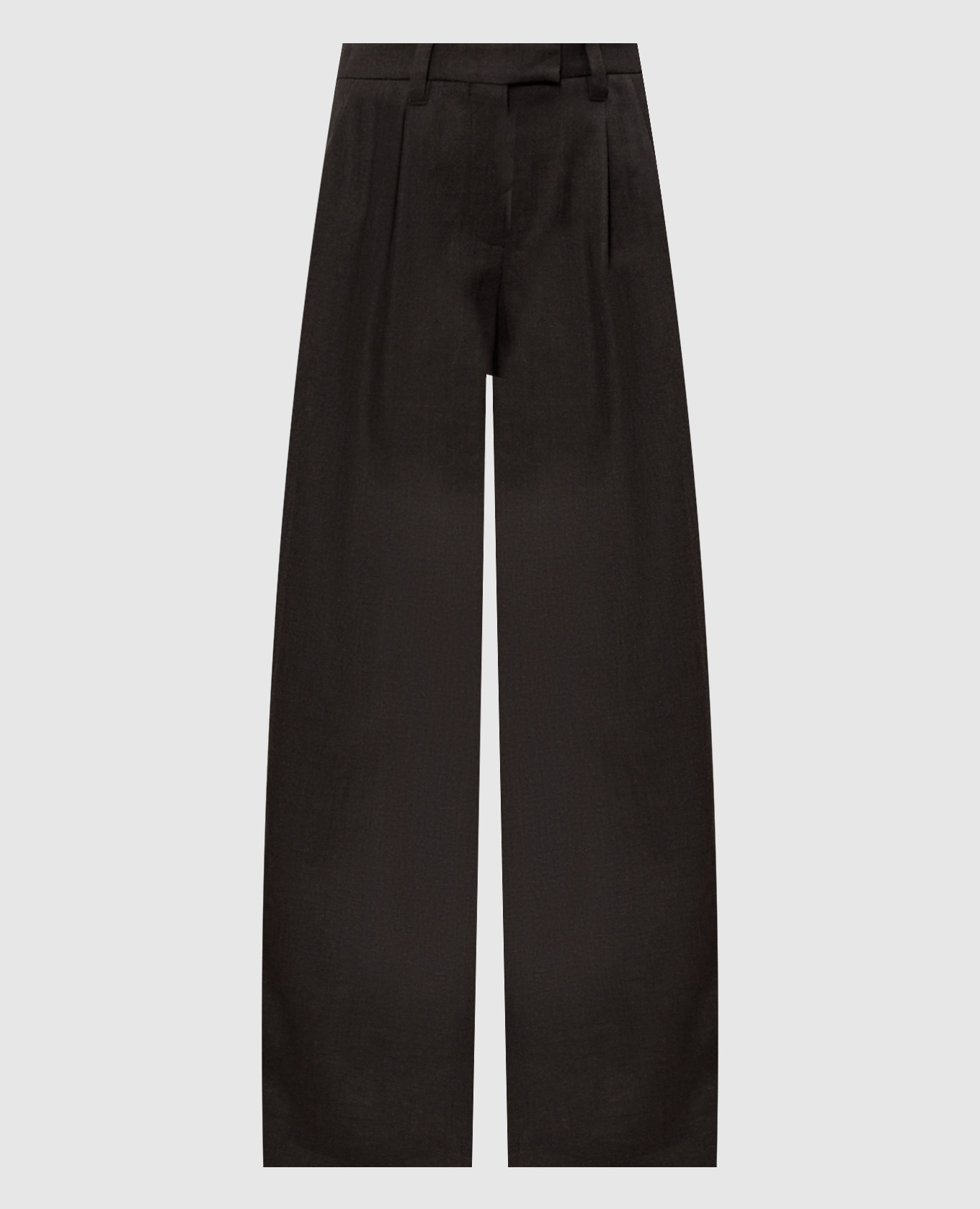 Brown wool pants with monil chain