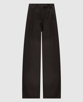 Brunello Cucinelli Brown wool pants with monil chain MP550P9026