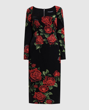 Dolce&Gabbana Black midi dress with silk F6AWBTFSA9R