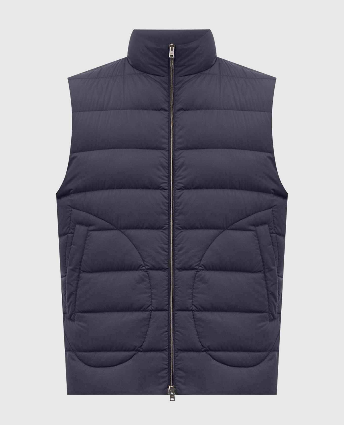 Blue down vest with logo