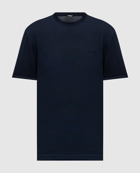 Kiton Blue T-shirt with embroidered logo UMK0891