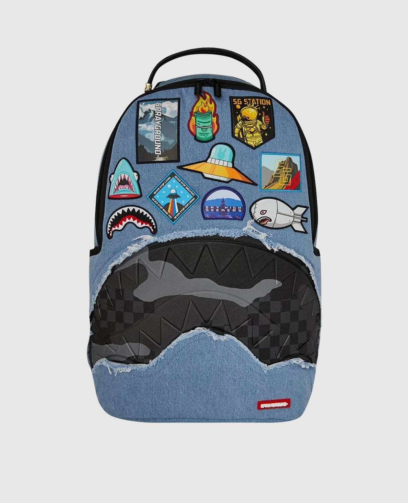 

Children's blue backpack DENIM TEAR 3 AM PATCHES Sprayground, Light blue