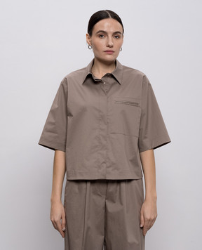 Peserico Brown shirt with monil chain A0685001979