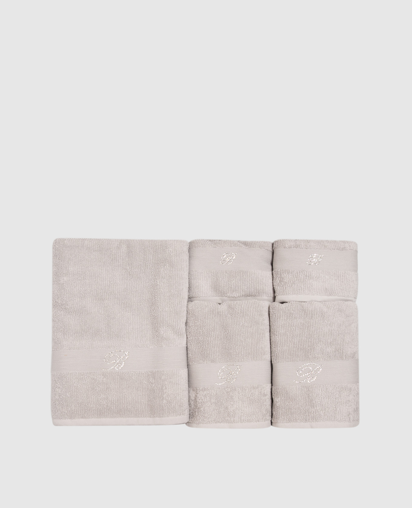 Set of gray terry towels Risveglio with crystals 5 pcs