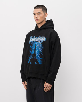 Balenciaga Black Paris Thunderstorm hoodie 871956TUVF4