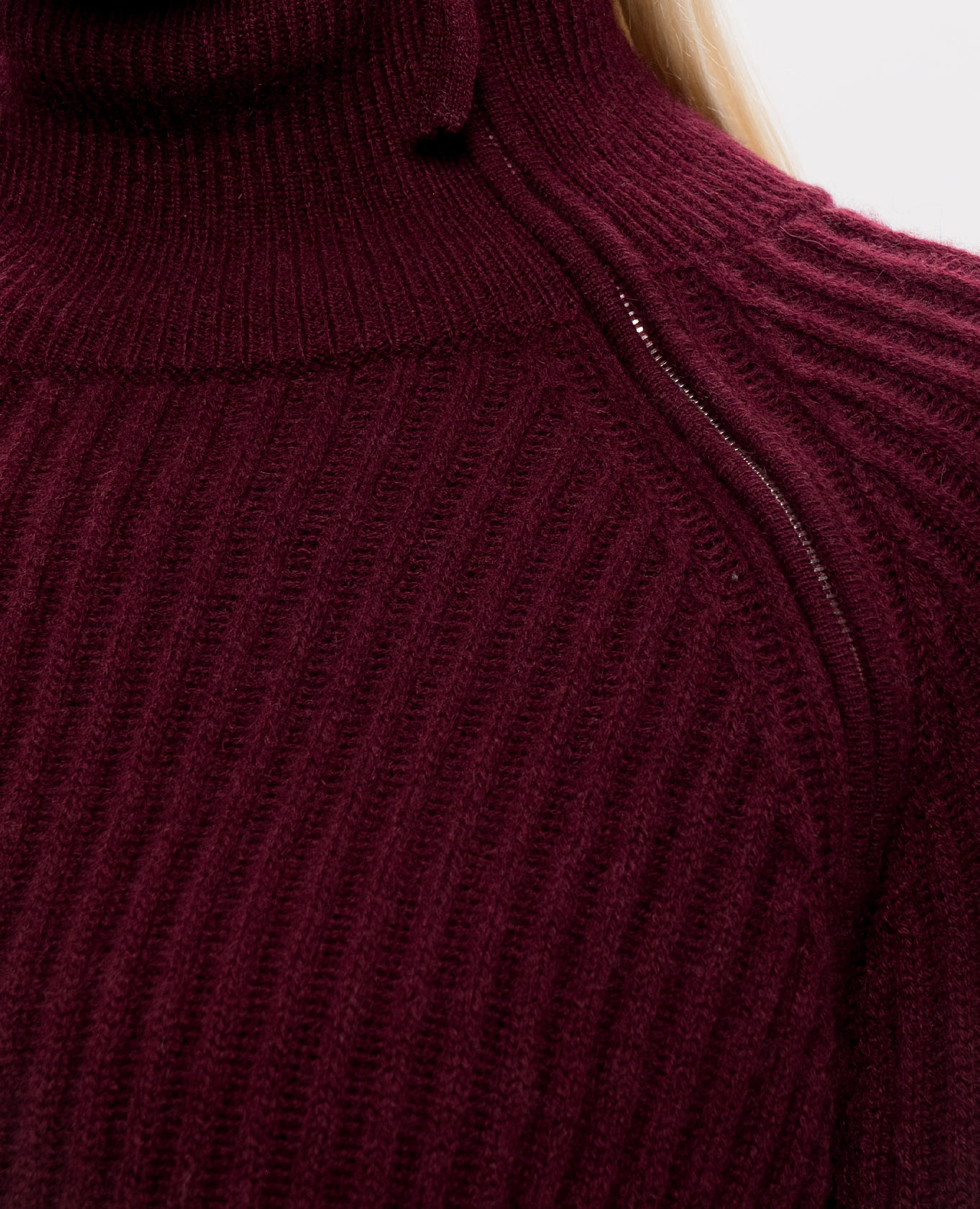 Burgundy wool and cashmere sweater with zipper Allude 5