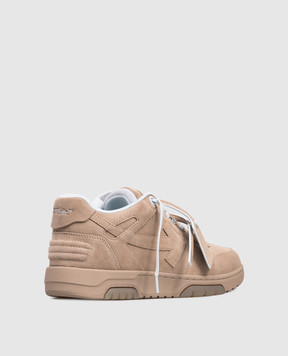 Off-White Out Of Office brown suede sneakers with logo OMIA189F25LEA009