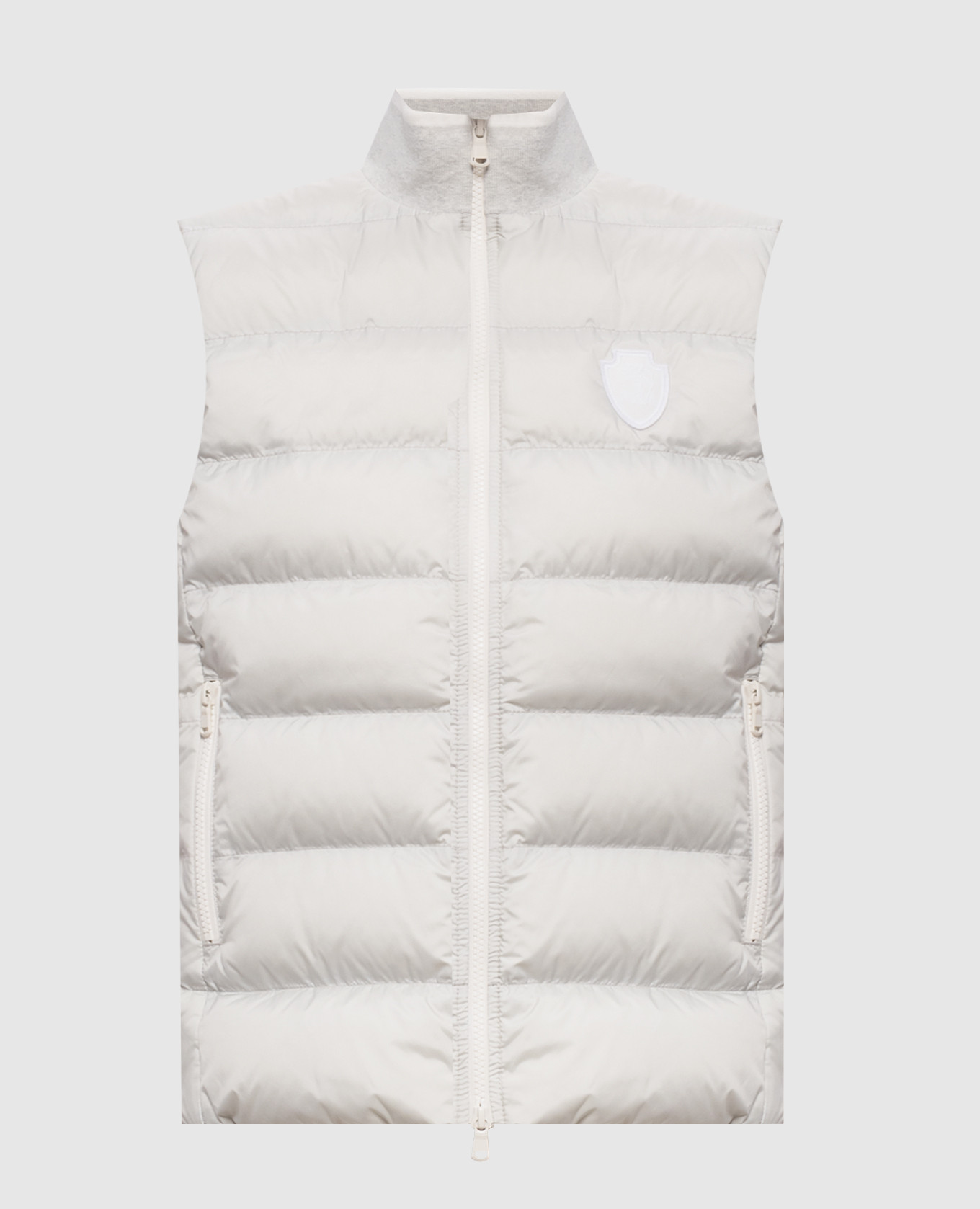 Grey down vest with logo patch Brunello Cucinelli