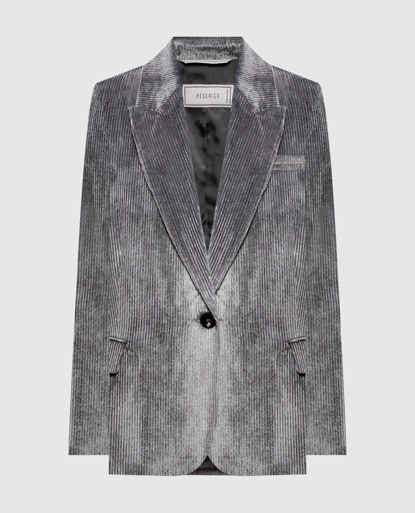 Gray corduroy jacket with monil chain