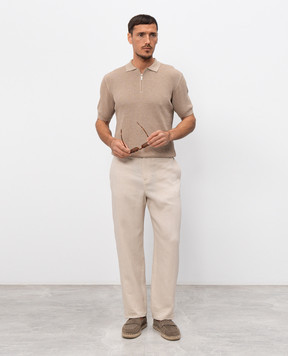 Agnona Beige linen pants T711U7YU3049