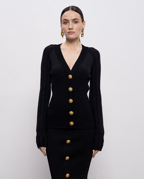 Balmain Black ribbed cardigan GF1KL166KJ45