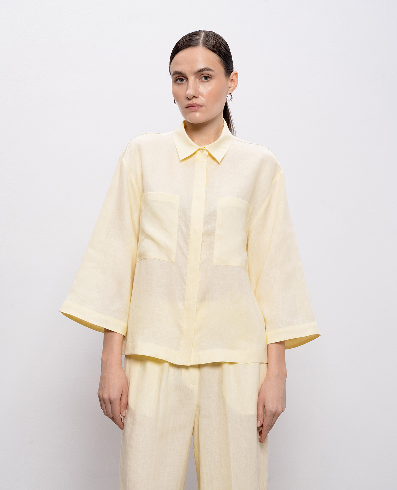 

Yellow linen shirt Peserico