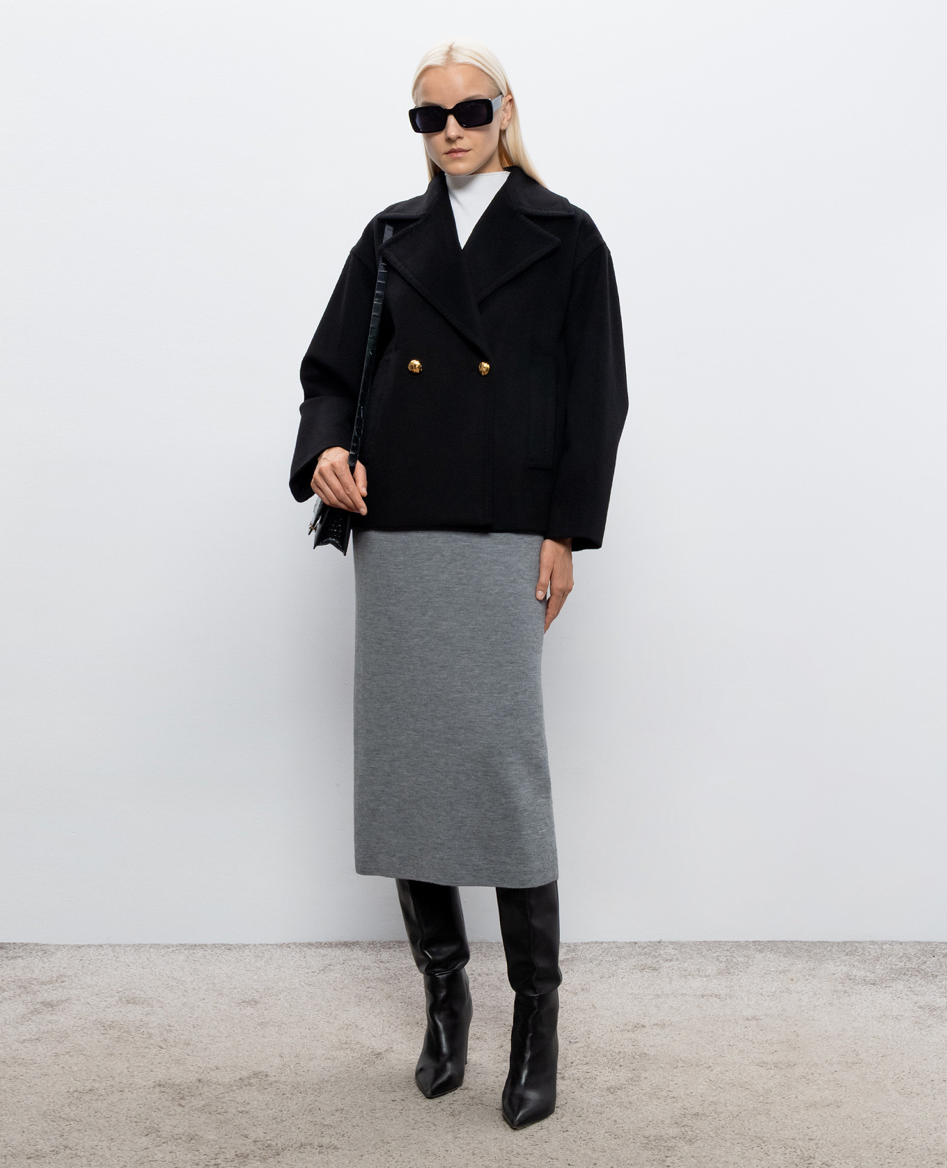 Black double-breasted coat TSNOB made of wool Max Mara 2