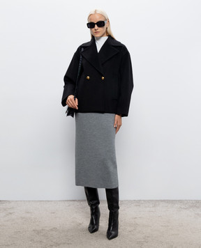 Max Mara Black double-breasted coat TSNOB made of wool MSTSNOB