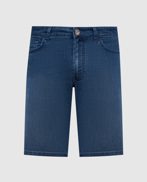 Stefano Ricci Blue denim shorts with logo patch MST6103160T0042