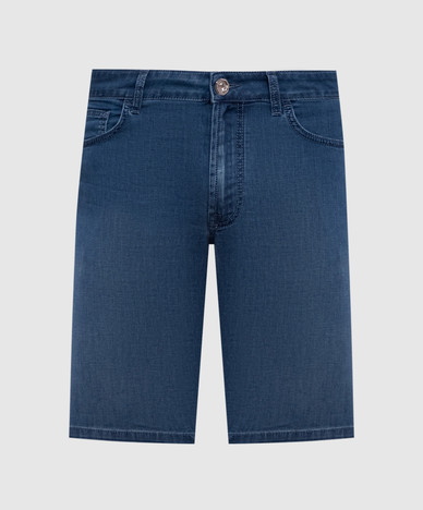 Blauwe denim shorts met logo-patch