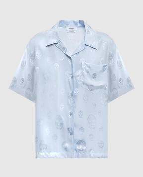 Alexander McQueen Blue Skull Shirt 839591QGABJ