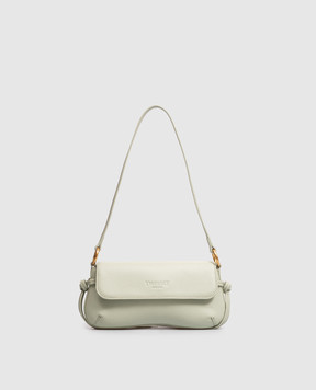 Twinset Green leather baguette bag with logo embossing 262TB7171