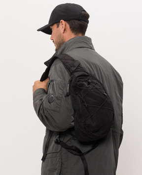 C.P. Company Black sling bag with logo patch MAC735A005269G