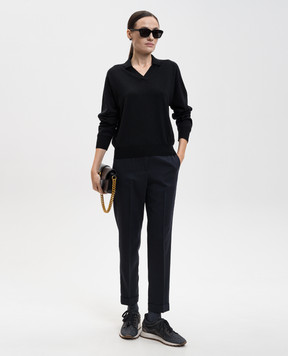 Peserico Black wool pullover with polo collar S99426F1809770