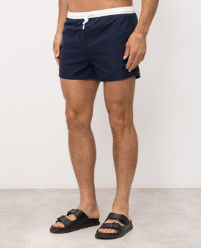 Ami Paris Blue swim shorts with textured logo HBW317PA0027