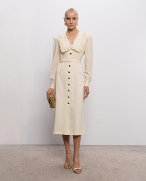 Alessandra Rich Ivory wool midi dress FABX4389F4843