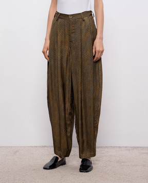 UMA WANG Brown pants with a geometric pattern UW3056