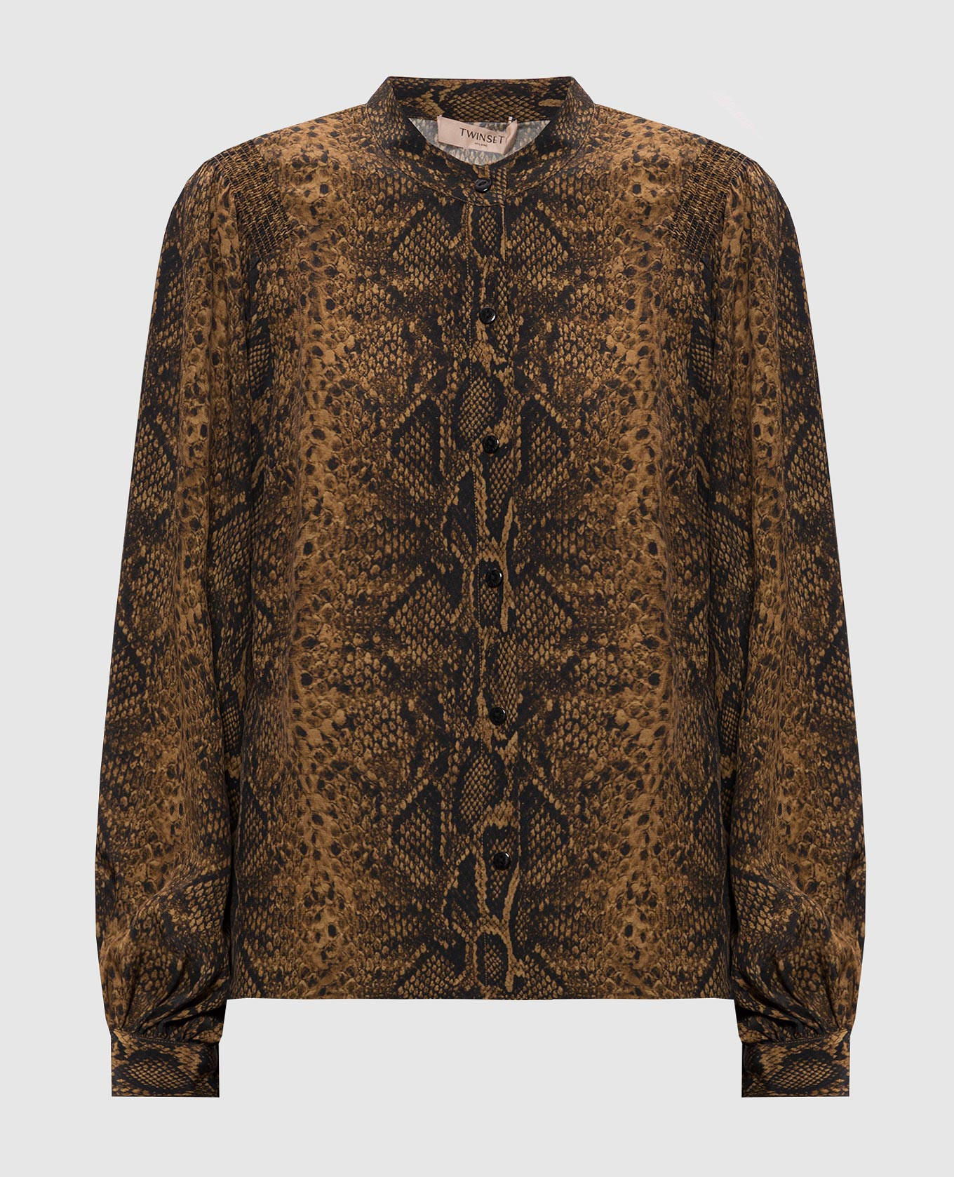 Brown blouse with reptile print