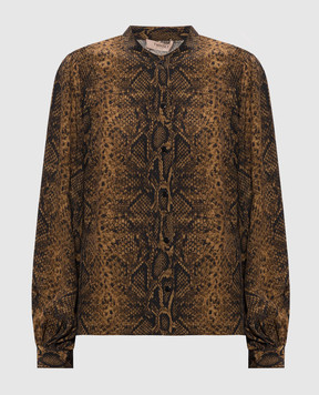 Twinset Brown blouse with reptile print 262TT2602
