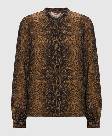 Brown blouse with reptile print