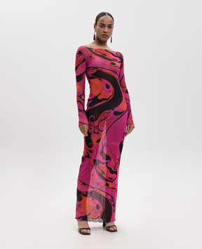 PUCCI Pink maxi dress with Orchidee print 6HJI356H739