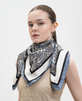 Max Mara Weekend Blue silk scarf with floral print WKAONESTO