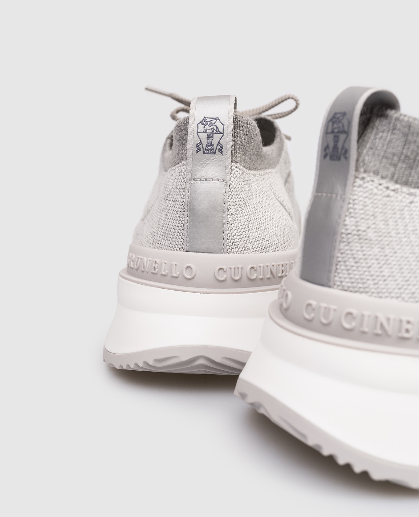 

Grey sneakers with textured logo Brunello Cucinelli