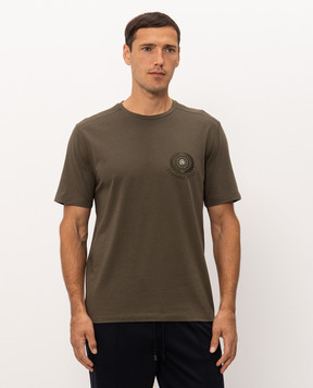 Stefano Ricci Khaki T-shirt with embroidered logo MNH6305410803