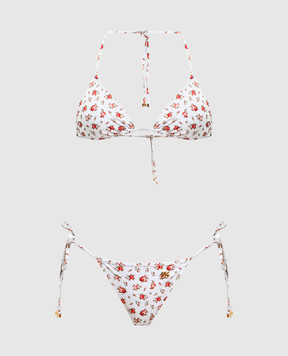 Dolce&Gabbana White swimsuit with rose print O8A02JON0D1