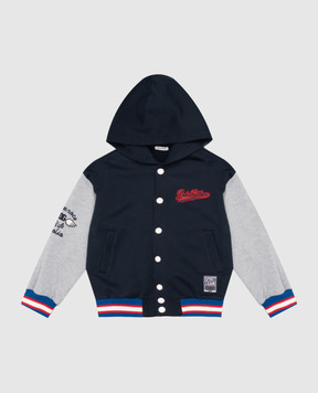 Dolce&Gabbana Children's blue sports jacket with logo patch L4JB8FG7P6N26
